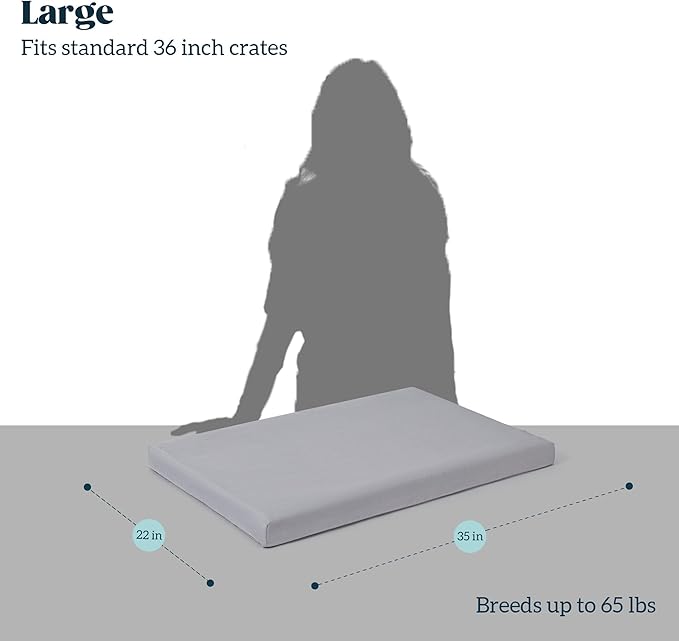 Cybarmour Chew Proof Dog Bed - Orthopedic Indestructible Dog Crate Pad - Outdoor Waterproof Kennel Mat for Aggressive Chewers - Large Breeds & Fits 36-Inch Crate - 35"x22", Limestone