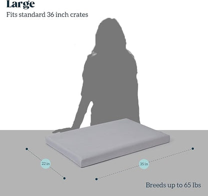 Cybarmour Chew Proof Dog Bed - Orthopedic Indestructible Dog Crate Pad - Outdoor Waterproof Kennel Mat for Aggressive Chewers - Large Breeds & Fits 36-Inch Crate - 35"x22", Limestone