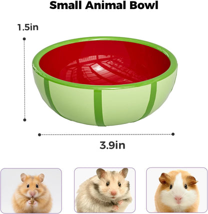 Hamster Food Bowl - Ceramic Guinea Pig Bowl Anti-Turning Small Pet Food Feeding Dish for Rabbit Rat Gerbil Mouse Chinchilla (Red)