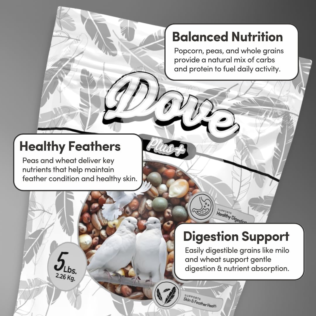 Mycelium Dove Plus Wild Bird Food (5 LB Bag) | Premium Bird Seed Mix for Doves, Pigeons & Ground-Feeding Birds | Supports Healthy Digestion | Organic, Non-GMO & Made in USA