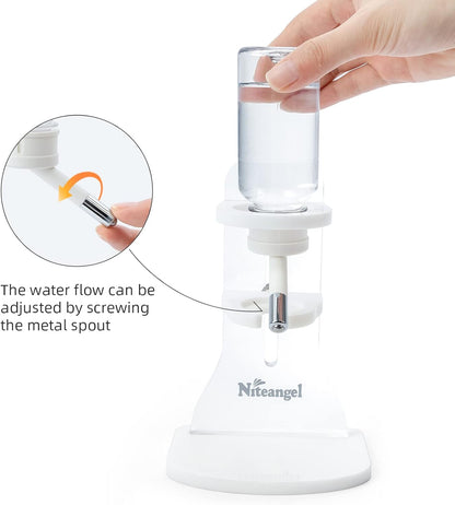 Niteangel Water Bottle with Stand for Syrian Dwarf Hamsters Gerbils Mice Rats Degus Small pet (Transparent)