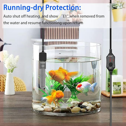 Adjustable Mini Aquarium Heater 5-10 Gallons Submersible Small Fish Tank Heater 50W Digital Display Thermostat External Temperature Controller (50W)
