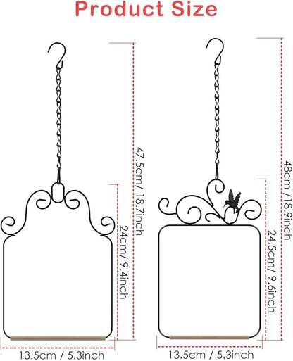 PACETAP Hummingbird Swings and Perches Metal Frame 2 Pack, Wild Bird Swing Outdoor Bird Perch with Wooden Dowel and 2 Hanging Chain for Hanging Indoor, Outdoor, Trunk, Lawn, Patio, Garden (Black)