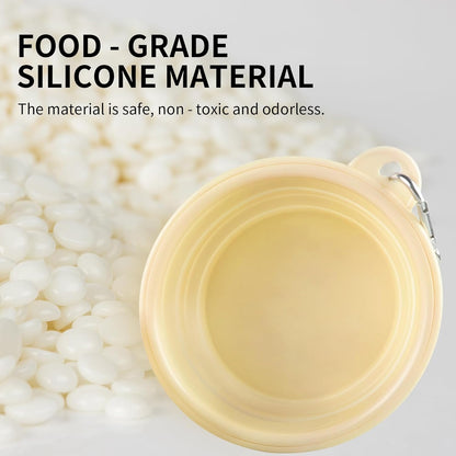 Collapsible Dog Bowls 2-Pack, Portable Travel Dog Bowl with Carabiner, Food-Grade Silicone Pet Bowl for Hiking, Walking(Macaron Blue and Yellow)