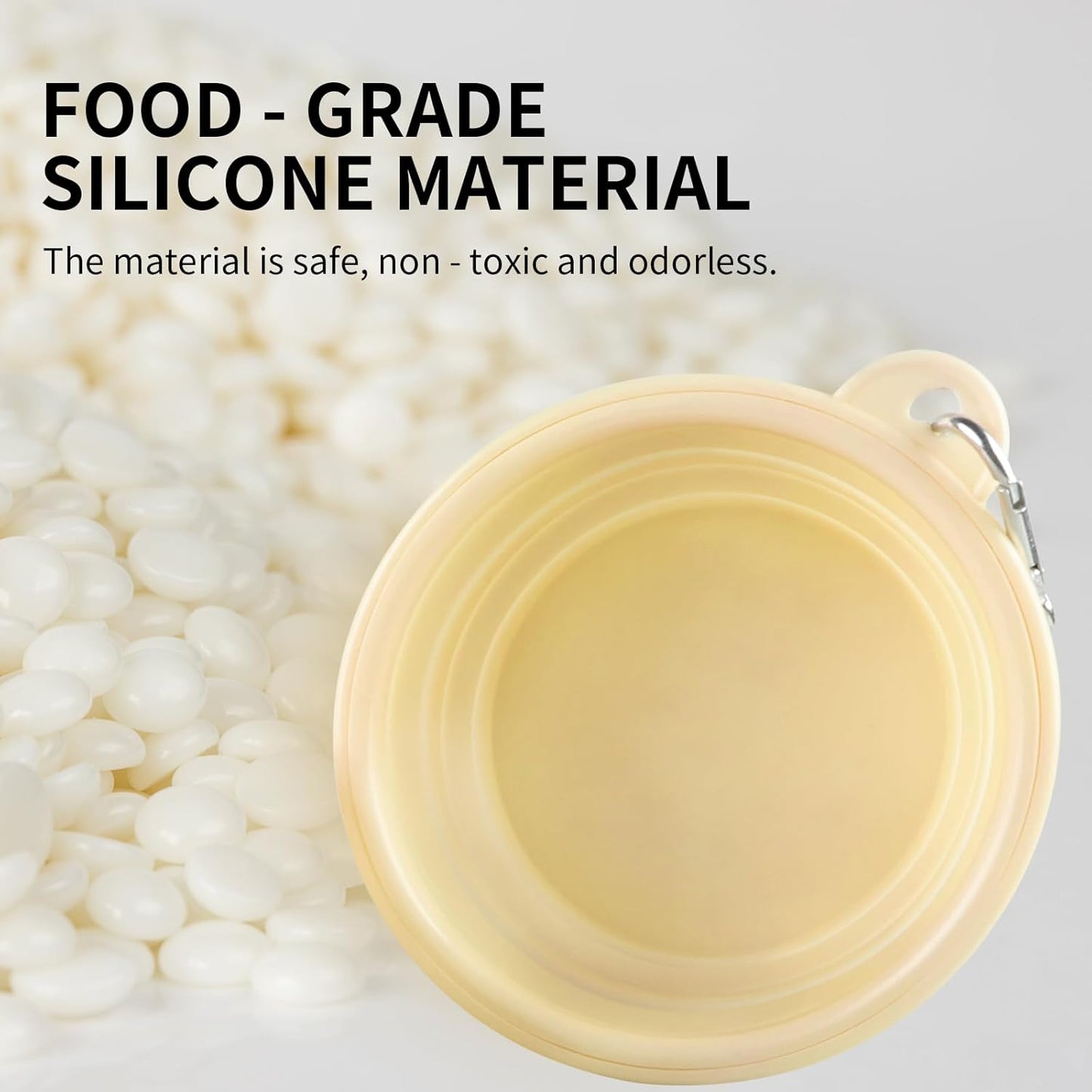 Collapsible Dog Bowls 2-Pack, Portable Travel Dog Bowl with Carabiner, Food-Grade Silicone Pet Bowl for Hiking, Walking (Macaron Yellow and Violet)