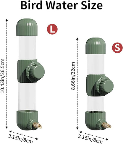 9.4 Fl Oz No Mess Bird Water Dispenser, Automatic Parrot Water Feeder with Spring Valve, Clear Cage Water Drinker for Parakeets Cockatiels Budgies Finch Lovebirds & Canary (Green, 7.4 fl oz (220ml))