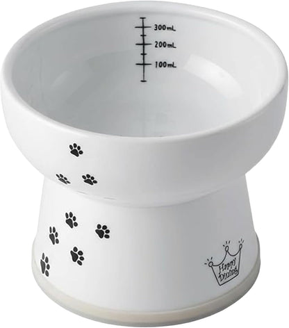 Necoichi Elevated Cat Water Bowl – Ceramic Raised Cat Bowl, Prevents Neck & Whisker Fatigue – Dishwasher & Microwave Safe – Pet Water Bowl for Cats (Cat, Extra Tall)