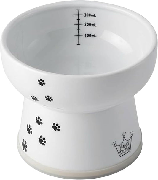 Necoichi Elevated Cat Water Bowl – Ceramic Raised Cat Bowl, Prevents Neck & Whisker Fatigue – Dishwasher & Microwave Safe – Pet Water Bowl for Cats (Cat, Extra Tall)