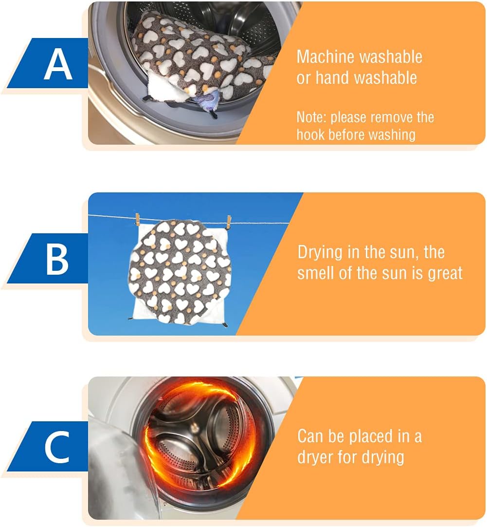 LEFTSTARER Cashmere Pet Bed Mat and Toy, Heart-Brown Ferret Guinea Pig Hammock Toy Small Animal Cage Accessories, 19.7x5.9in Hanging Tunnel & 13.39x13.39in Bunkbed Hammock