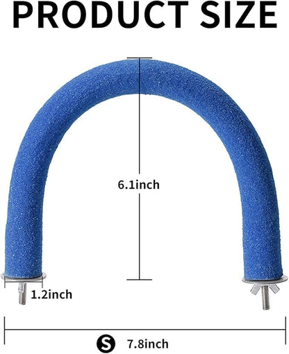 U Shape Parrot Perch Stand Toy Bird Platform Sand Paw Grinding Clean Stick Exercise Conure Budgie Cockatiel Cage Accessories (Small-Blue)