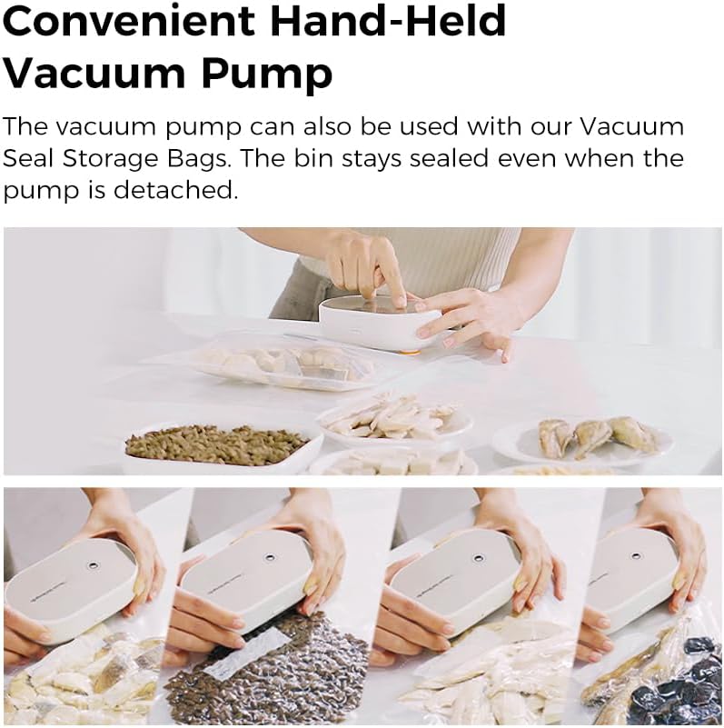 VOOCOO Automatic Dog & Cat Food Container - 16.5lbs Vacuum Sealed Storage Bin, 30-Day Freshness, Translucent Lock Lid & Quick Open, Includes Bags