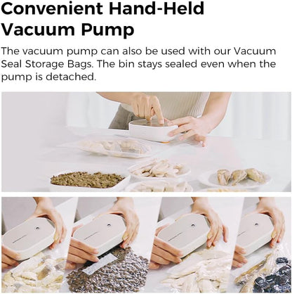 VOOCOO Automatic Dog & Cat Food Container - 16.5lbs Vacuum Sealed Storage Bin, 30-Day Freshness, Translucent Lock Lid & Quick Open, Includes Bags