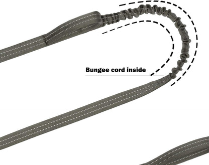 ICEFANG Tactical Dog Leash,K9 Training Walking Bungee Lead with 2 Control Handle,Heavy Duty Quick Release Metal Clasp,for Medium Large Breed (Reflective Green, 6 FT)