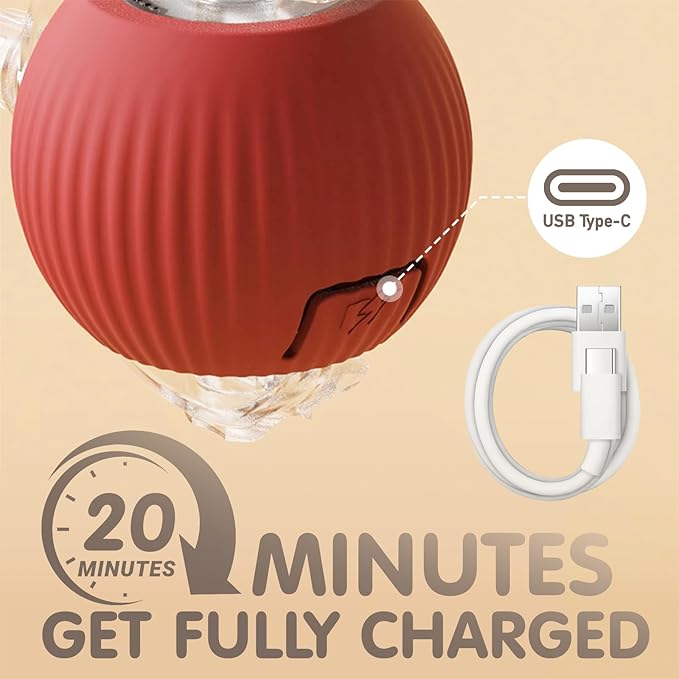 Rocfish Durable Interactive Cat Toys for Indoor Cats, Smart Automatic Cat Chase Ball Toy, Upgraded Speedy Tail Kitten Toy for Bored Indoor Adult Pets (Red)