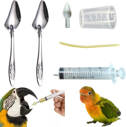 Baby Bird Feeding Syringe Set, Pet Parrot Milk Feeding Syringe with Tubes, Parrot Feeding Tubes Measuring Tools for Feeding Pets Scientific Industrial Labs… (20ml + 2 spoons)