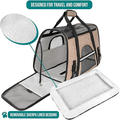 PetAmi Airline Approved Pet Carrier for Cat, Soft Sided Dog Carrier for Small Dog, Cat Travel Supply Accessories Indoor Cat, Ventilated Carrying Bag Medium Large Kitten Puppy, Small Heather Taupe