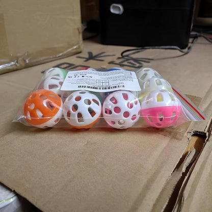12PCS 4CM Cat Toy Ball with Bell, Pet Ball Kitten Toy with Bell Cat Jingle Balls for Cats Kitten, Plastic Jingle Balls Pounce Chase Rattle Toys, Random Color