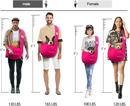 TOMKAS Dog Sling Carrier for Small Dogs Puppy Carrier for Small Dogs (Rose red, Adjustable Strap for 3-10 lbs & Zipper Pocket)