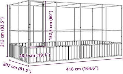 Galvanized Steel Large Flight King Bird Cage with Extension, Steel Outdoor Aviary, Outdoor Indoor Large Bird Cage Aviary Pet House for Cockatiels African Parakeets, 164.6"x81.5"x83.5",-310