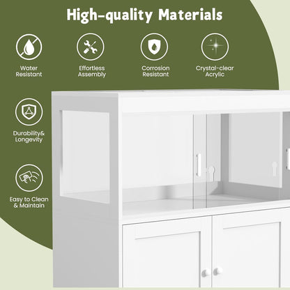 Large 60 Gallon Reptile Terrarium with Storage Cabinet and Sliding Door Handle, Reptile Tank with Wheels & Metal Mesh Roof Door – Ideal Habitat Enclosure for Snakes, Lizards, and Geckos