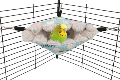 Wontee Bird Nest House Winter Warm Hanging Hammock Bird Bed Snuggle Hut for Parakeets Budgies Caique Conures Cockatiels (Small, Blue)