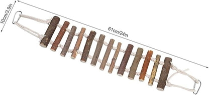 Bird Ladder, Naturals Rope Wooden Ladder Bird Toy Swing Ladder Toy for Parrots Pet Hamster Bird Swing Toy Bird Wood Bridge Parrot Wooden for Parrots Pet Hamster Bird