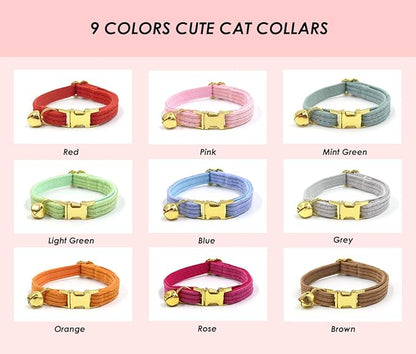 Personalized Cat Collar with Engraved Name and Phone Number - Customizable Kitten Collars for Boys and Girls (Stripe Velvet)