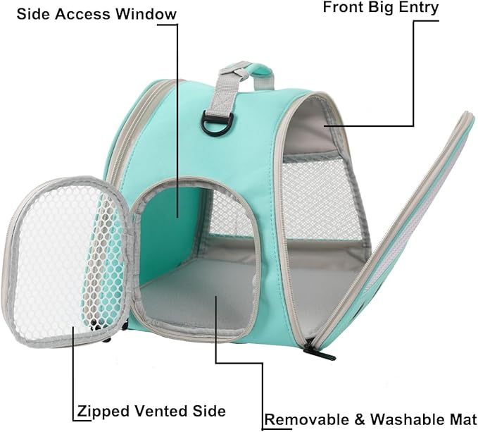 Ventilation Carrier for Bearded Dragon,Guinea Pig Carrier,Guinea Pig Carrier for 2,Reptile Travel Carrier for Lizards Sugar Glider Hedgehog Rat Parrot Birds,Airline Approved Black