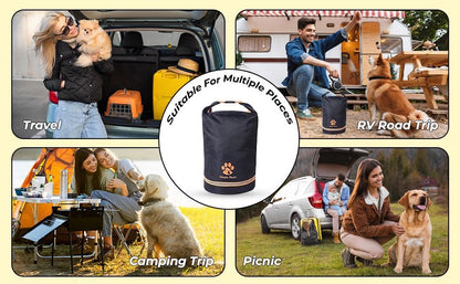 Dog Food Travel Bag - 84 Cups/26 lbs/20 Litre Capacity | Leak-Proof, Water-Resistant Dog Food Storage Container for Travel, Camping, RV & Outdoor | Collapsible, Easy-to-Clean Kibble Bag (Black)