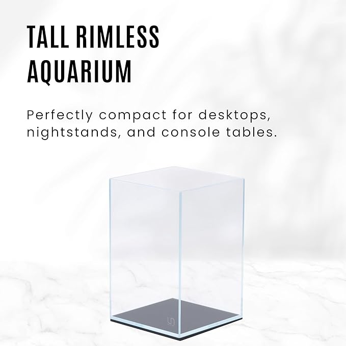 UNS Ultra Clear Rimless Tank - 3.1GAL | 12L - 7.87x7.87x11.81 | 20x20x30 CM, 5mm Glass Thickness, Leveling Mat Included - Low Iron, High Clarity Fish Tank w/ 45° Mitered Edge - [20T]