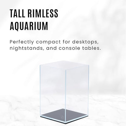 UNS Ultra Clear Rimless Tank - 3.1GAL | 12L - 7.87x7.87x11.81 | 20x20x30 CM, 5mm Glass Thickness, Leveling Mat Included - Low Iron, High Clarity Fish Tank w/ 45° Mitered Edge - [20T]