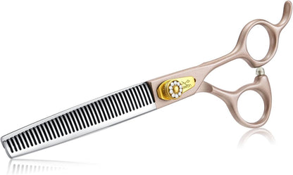JASON Professional Dog Grooming Scissors - 7 Inch Thinning Shear Japanese 440C Stainless Steel Diamond Screw with 40 Teeth Dog Blender Scissors