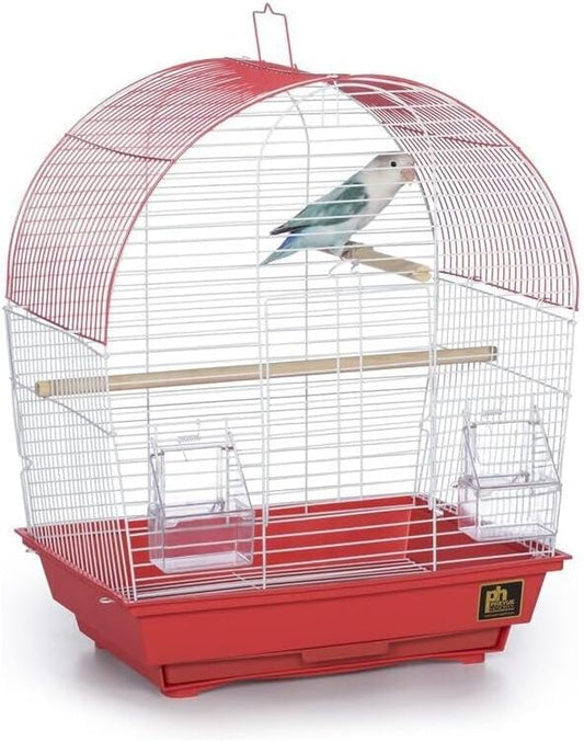 Rustic Retreat Top Bird Cage with Durable Metal Construction, Spacious Interior, and Convenient Top Access Coral/Dome Top