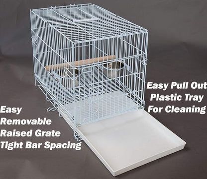 Pet Products Metal Portable Travel Vet Bird Parrot Carrier Cage Prevent Beaks Out White, 19-Inch by 12-Inch by 16-Inch