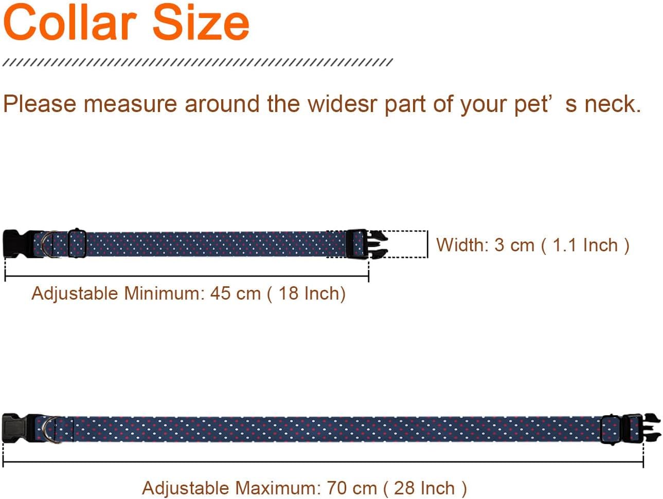 Red White Polka Dots Navy Blue Dog Collar Cat Big Neck Collars Soft for Small Extra Large Heavy Duty Pet Dogs