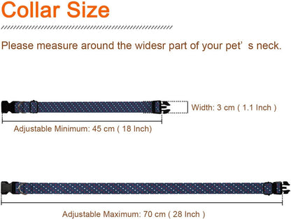 Red White Polka Dots Navy Blue Dog Collar Cat Big Neck Collars Soft for Small Extra Large Heavy Duty Pet Dogs