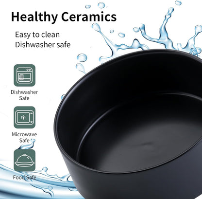 Black Elevated/Raised Dog Bowl Ceramic for Small Medium Sized Breed,Dog Food Water Bowl with Stand,6 in 3.6 Cups Non Slip Heavy Weighted