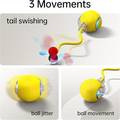 Interactive Cat Toys for Indoor Cats - Kitten Toy with Speedy Tail 2.0, Automatic Cat Toys for Bored Indoor Adult Cats, Motion-Activated, 2025 New Upgraded, USB Rechargeable (Yellow)