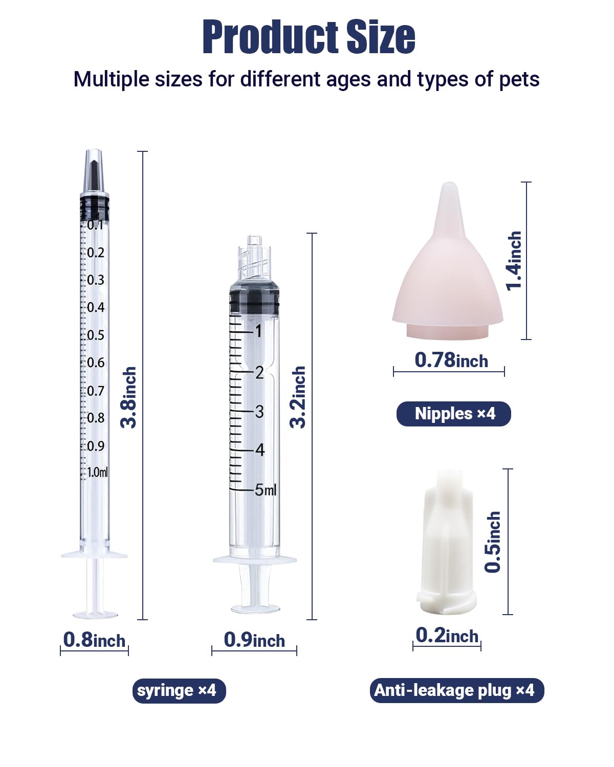 Pet Nursing Bottle, Nursing Bottle Kits, Kitten Bottle Feeding Kit, Nursing Bottle Kits for Puppy & Kitten Milk, Fit for Animal, Kittens, Puppies, Rabbits, Squirrels, Hamster, 4 * Pet Feeding Nipple.