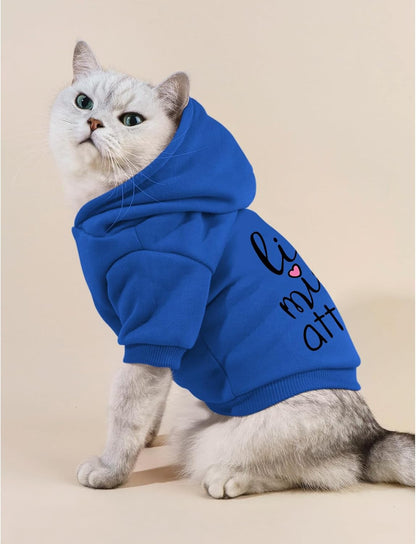 Cat Hoodies for Cats Puppy Pet Clothes Cat Apparel Little Miss Attitude Print Dog Hoodie for Small Medium Dogs Outfits for Kittens(Royal Blue,XL)
