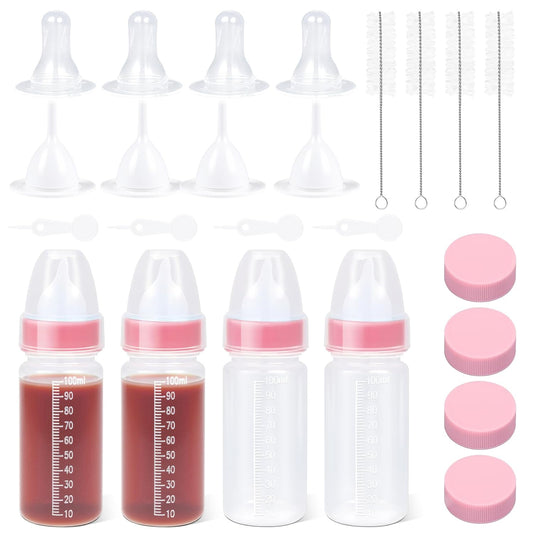 Puppy Kitten Nursing Bottle 3.4oz - Small Animal Feeding Kit with Nipples | Hand Feeding Supplies for Puppies, Kittens, Rabbits, Ferrets & Newborn Pets