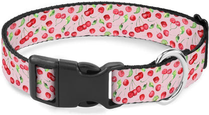 Red Cherry Fruit Pink Dog Collar Cat Big Neck Collars Soft for Small Extra Large Heavy Duty Pet Dogs