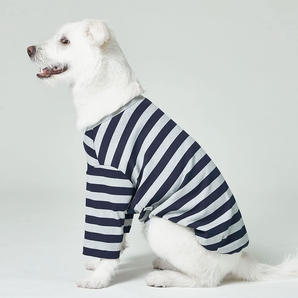 Dog Cotton Shirts for Small and Large Dogs Rugby Striped T-Shirts Soft Breathable Dog Shirt pet Clothes (5X-Large, Gray/Navy)