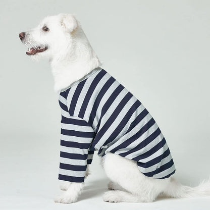 Dog Cotton Shirts for Small and Large Dogs Rugby Striped T-Shirts Soft Breathable Dog Shirt pet Clothes (3X-Large, Gray/Navy)