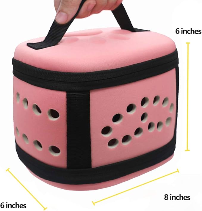 KAMEIOU Portable Small Animal Guinea Pig Carrier Cage with Mat Zipper Breathable Hole Window Hamsters Hedgehogs Guinea Pigs Small Pet Travel Carrier Cage Case Handbag for Animals Carrier（Pink）