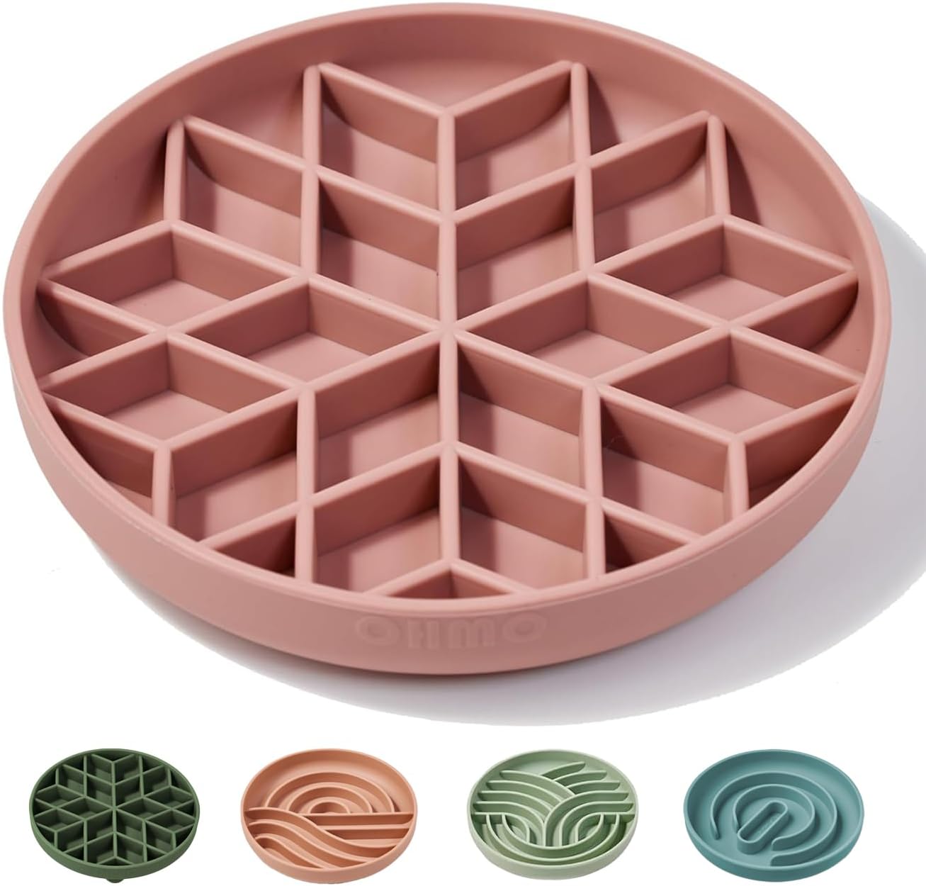 OHMO Slow Feeder Dog Bowls(Coral,7.3") for Medium Small Large Breeds,Non-Slip Slow Feeder Cat Bowl with Suction Cup, Durable Food-Grade Silicone, Anti-Chocking and Anti-Bloat