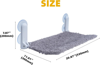 YUNIQUE 2PC Cat Window Perch, Upturned Edge Bracket, Portable Wall Hammock for Indoor Cat, Grey