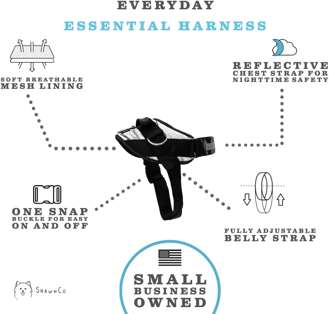 ShawnCo Essential Dog Harness, No-Pull Pet Vest with 3 Leash Clips, No Choke, Reflective, Adjustable and Padded, for Easy Walking and Training for Small, Medium and Large Dogs (White Marble, XS)