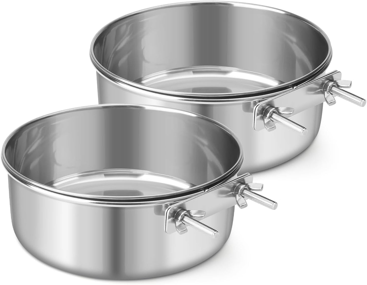 Dog Bowl Stainless Steel Dog Bowls Pet Hanging Food Water Bowl Cage Feeding Cup Feeder for Dogs Cats Rabbits Birds Small Animal (X-Large (2pcs)