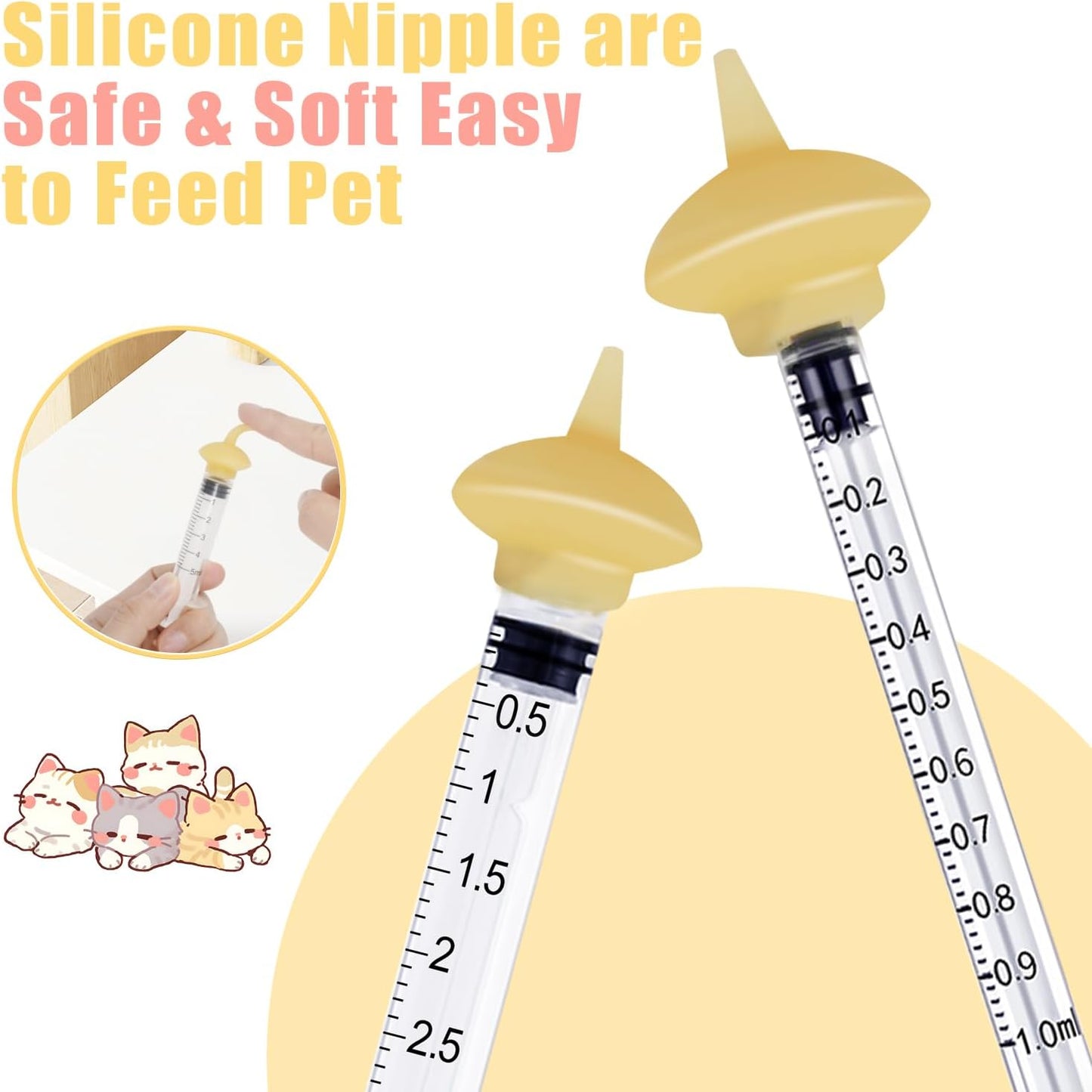 Mini Pet Feeding Bottle and Syringes with Nipples for Small Cat Dog Animals (Model 4)